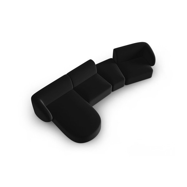 Divano angolare nero (con penisola a sinistra/con chaise lounge) con rivestimento in velluto Paolo – Milo Casa-image-1