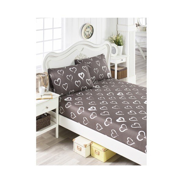 Set di lenzuola e 2 federe per letto singolo Hearts Lusno, 100 x 200 cm - Mijolnir