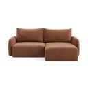 Divano angolare color mattone allungabile/con contenitore (con penisola a destra) Kalena – Makamii