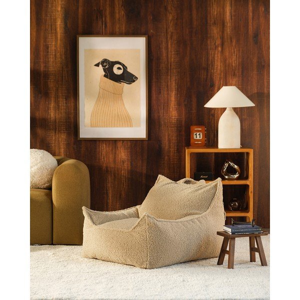 Pouf a sacco per bambini beige con rivestimento in pelliccia sintetica Club – Wigiwama-image-1