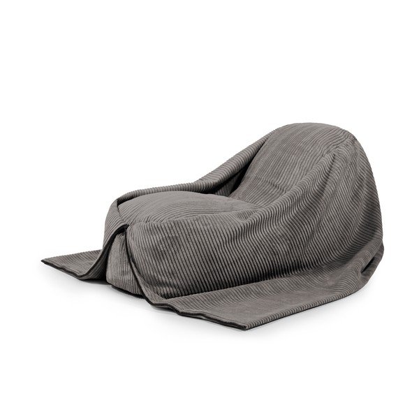 Pouf a sacco per bambini grigio scuro con rivestimento in velluto a coste Cocoon 120 – SLOWDOWN