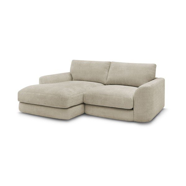 Divano angolare beige (con penisola a sinistra/con chaise lounge) con rivestimento in ciniglia Leonore – Bobochic Paris