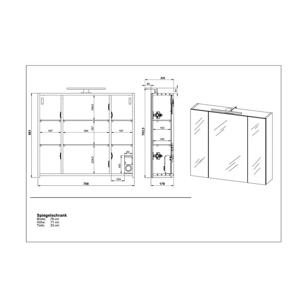 Mobile bagno bianco con specchio 76x71 cm - Germania-image-4