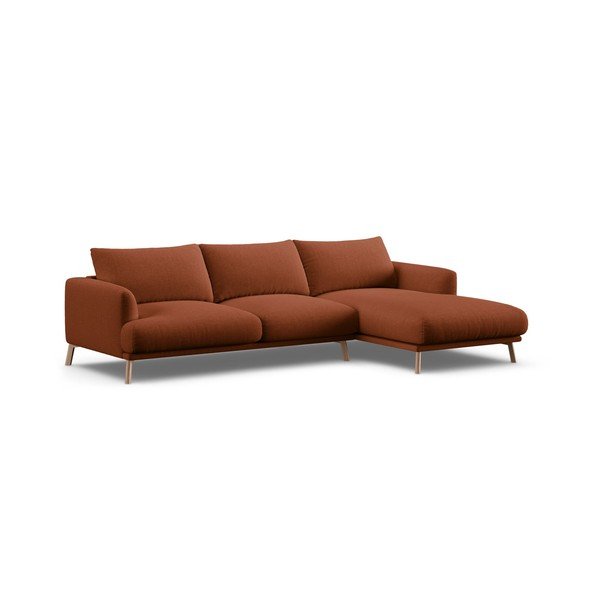 Divano angolare color terracotta (con penisola a destra/con chaise lounge) Naomi – Micadoni 