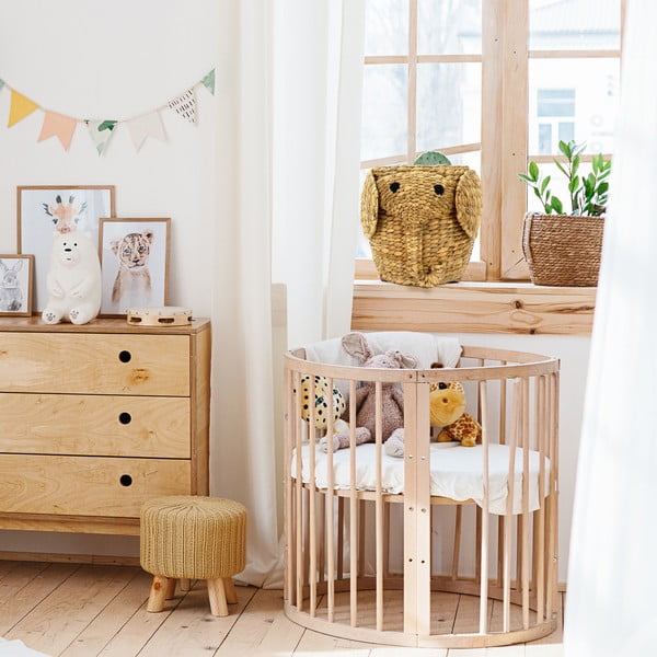 Cesto portagiochi da bambini in giacinto d'acqua di colore naturale ø 30x35 cm Elephant - Compactor-image-1