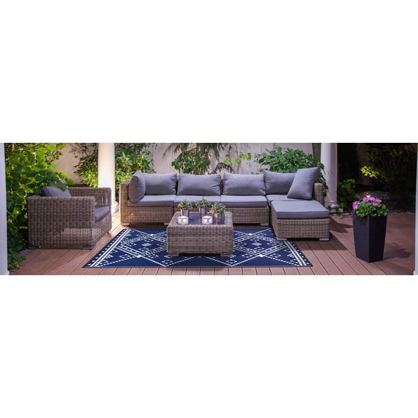 Tappeto da esterno blu e bianco Ambra, 120 x 180 cm - Green Decore-image-1