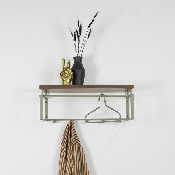 Attaccapanni da parete marrone/verde polveroso in metallo con scaffale 70 cm Rex – Spinder Design-image-1