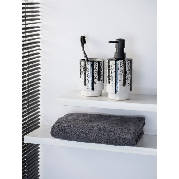 Dispenser per sapone bianco e nero in ceramica 340 ml Subiza – Wenko-image-2