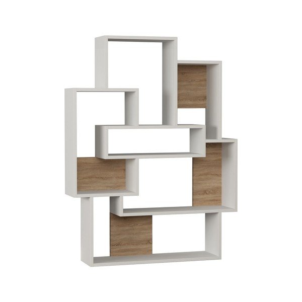 Libreria bianca con dettagli in rovere Barce White Oak - Decortie
