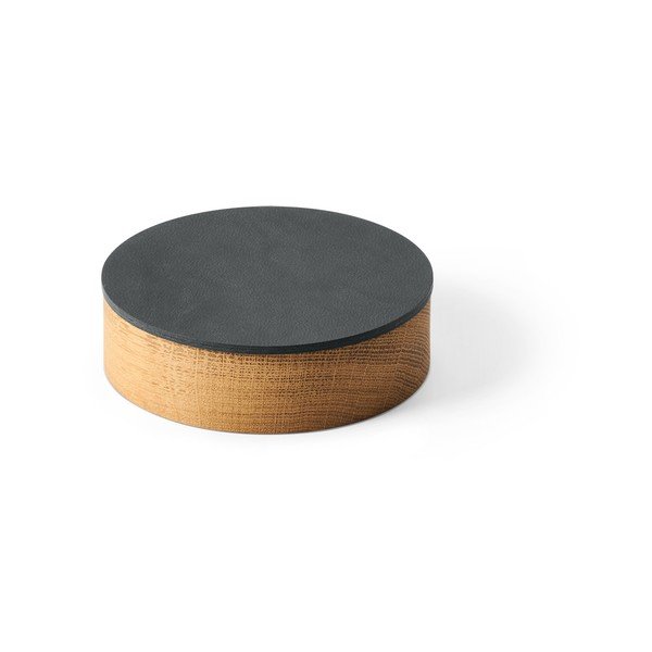 Scatola decorativa con coperchio color antracite/di colore naturale in legno ed eco pelle ø 11x3,5 cm Circle Nupo – LIND DNA