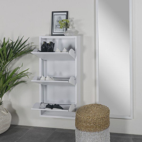 Scarpiera bianca in metallo con ante ribaltabili 50x103x15 cm Billy – Spinder Design-image-1