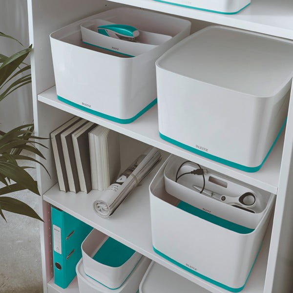Scatola portaoggetti bianca e turchese con coperchio Office, volume 18 l MyBox - Leitz-image-1