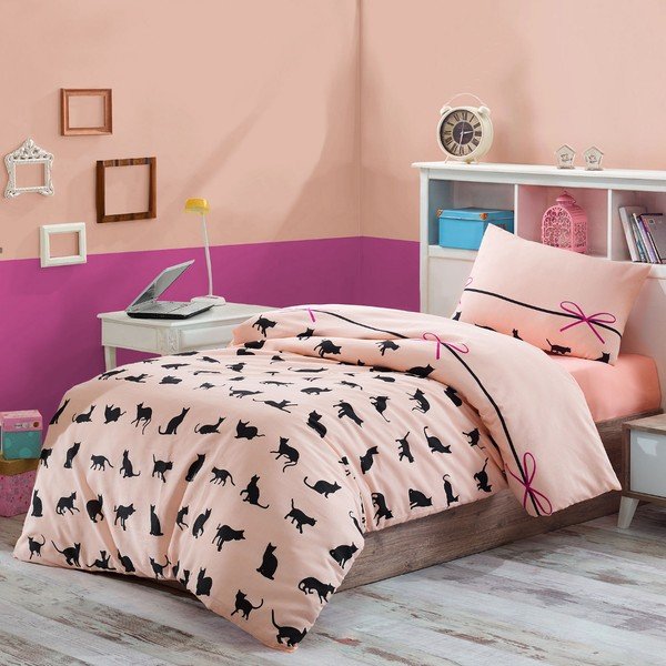 Lenzuola con lenzuolo per un letto singolo Cats, 160 x 220 cm - Mijolnir