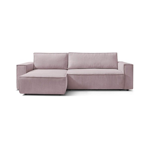 Divano letto in velluto a coste rosa chiaro divano ad angolo variabile Nihad - Bobochic Paris