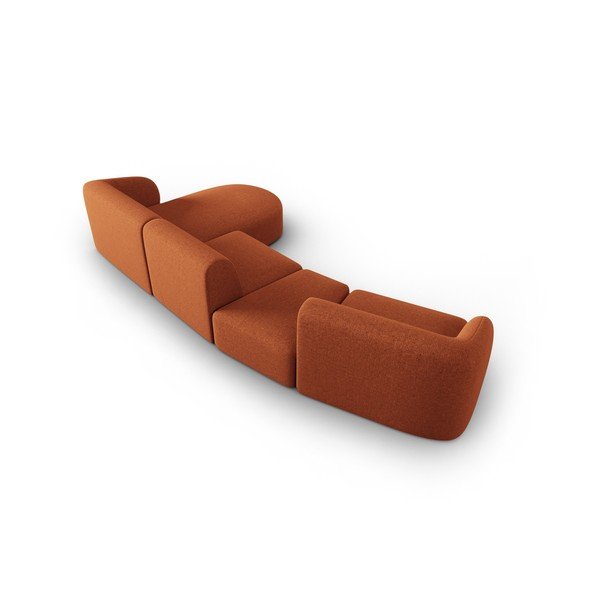 Divano angolare color terracotta (con penisola a destra/con chaise lounge) con rivestimento in ciniglia Paolo – Milo Casa-image-3