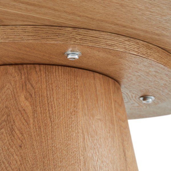 Tavolino in rovere decorato in colore naturale ø 60 cm Tango - Furnhouse-image-4