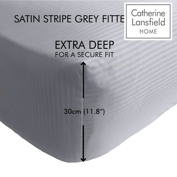 Lenzuolo elastico grigio 135x190 cm Satin Stripe - Catherine Lansfield