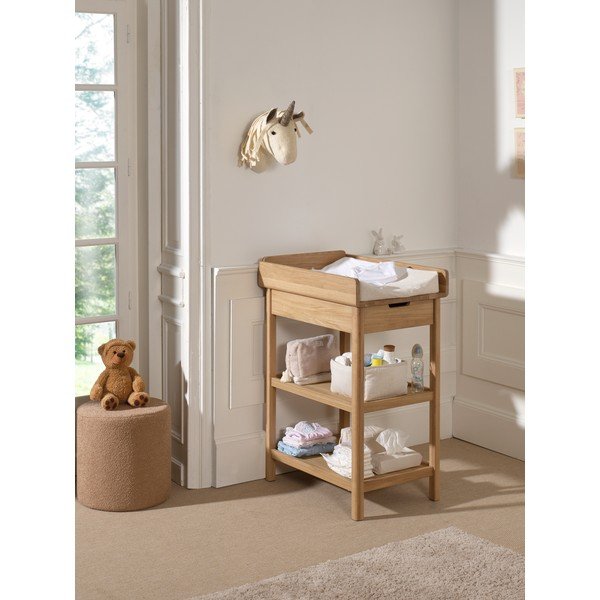 Fasciatoio di colore naturale in rovere massiccio con fasciatoio Forrest – Vipack-image-1