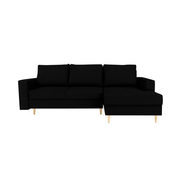 Divano letto angolare nero con lettino sul lato destro Iris - Mazzini Sofas