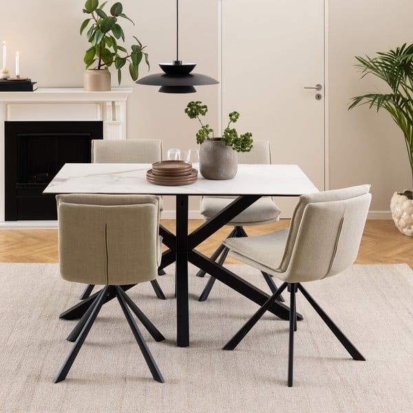 Sedia da pranzo crema Flynn - Actona-image-1