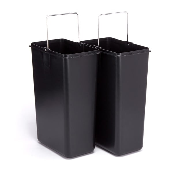 Cestino per la spazzatura 2x8 l color argento opaco in acciaio per raccolta differenziata/con pedale   Tri Selectif – MSV-image-3