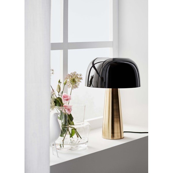 Lampada da tavolo in rame con paralume nero Blanca - Markslöjd-image-1