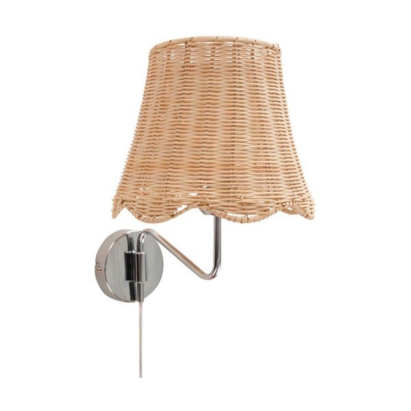 Lampada da parete argentata/di colore naturale in bambù con alimentazione a corrente Strå – Jotex
