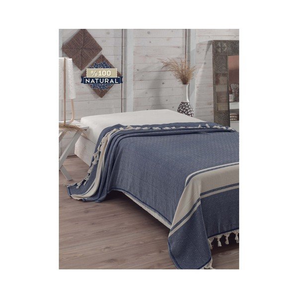 Copriletto in cotone blu scuro Blu scuro, 200 x 240 cm Elmas - Unknown