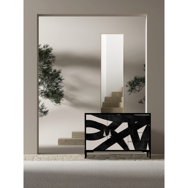 Cassettiera bassa nera e beige 113x84 cm Wilma - Really Nice Things-image-1