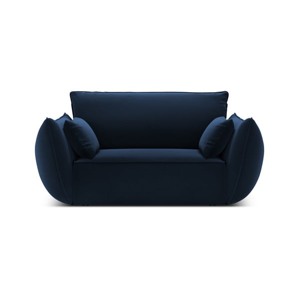Poltrona blu scuro con rivestimento in velluto Vanda – Mazzini Sofas-image-2