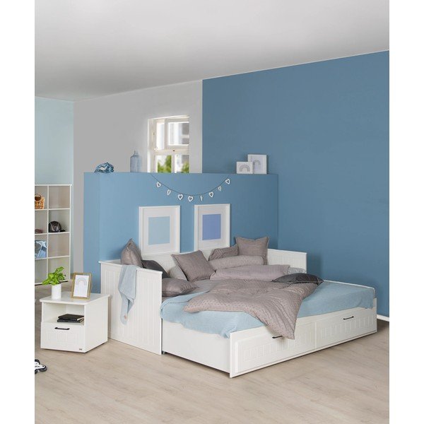 Letto per bambini bianco con letto estraibile con contenitore 90/180x200 cm Sylt - Roba-image-1