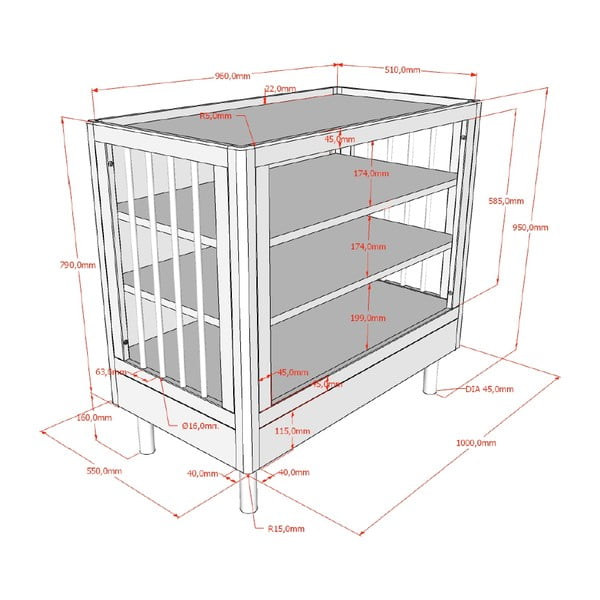 Cassettiera per bambini bianca in faggio massiccio con fasciatoio 100x95x55 cm Forrest – Vipack-image-3