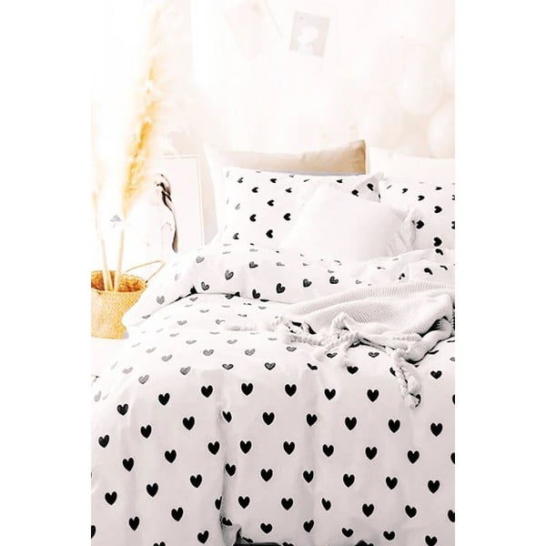 Biancheria da letto bianca in cotone renforcé per letto singolo/per letto esteso con lenzuolo incluso/3 pezzi 160x220 cm Mini Hearts – Mila Home