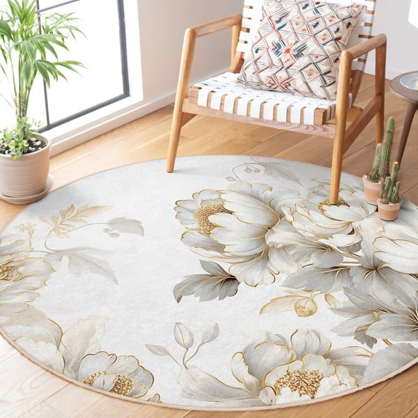 Tappeto rotondo in grigio chiaro/beige lavabile ø 120 cm Soft and Gentle – Mila Home-image-2