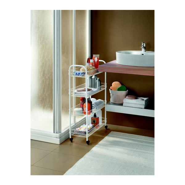 Scaffale mobile in metallo bianco 23x84 cm - Metaltex-image-1