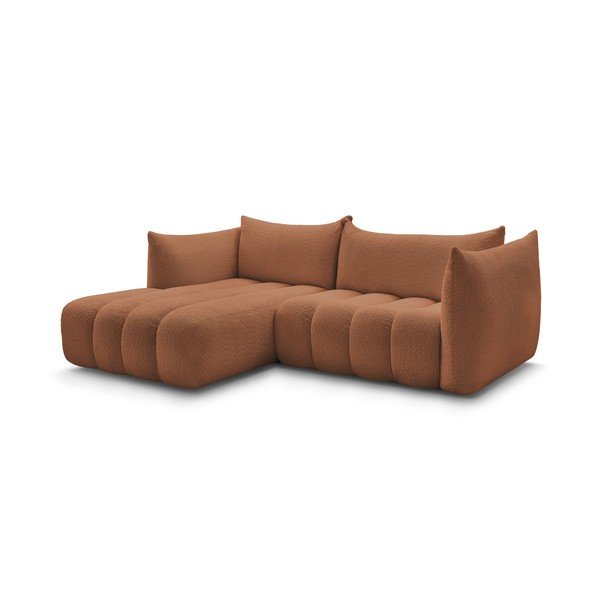 Divano angolare arancione (con penisola a sinistra/con chaise lounge) con rivestimento in bouclé Azra – Bobochic Paris-image-3