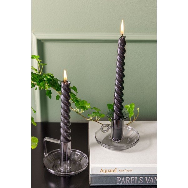 Portacandele in vetro grigio Mod Modern - PT LIVING-image-1