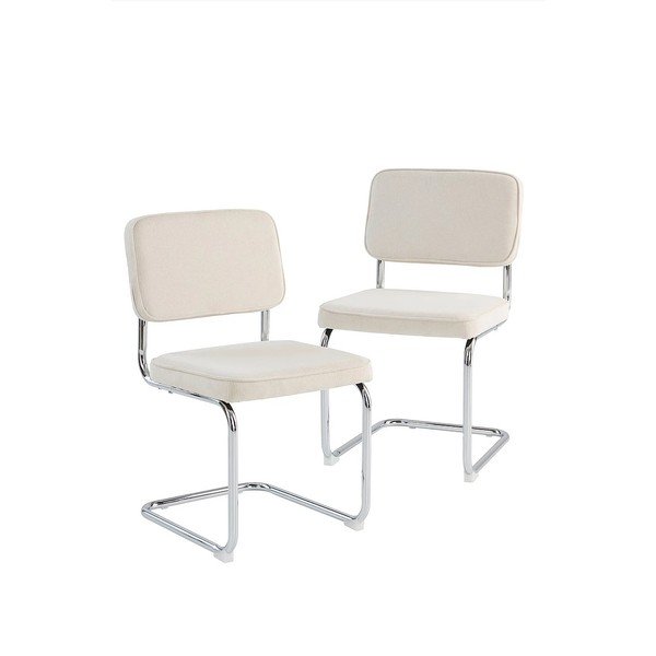 Sedie da pranzo in set bianche in metallo a dondolo 2 pz Hjo – Jotex