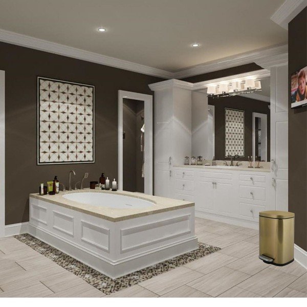 Cestino per la spazzatura oro opaco in acciaio con pedale 5 l   Akira – Spirella-image-2