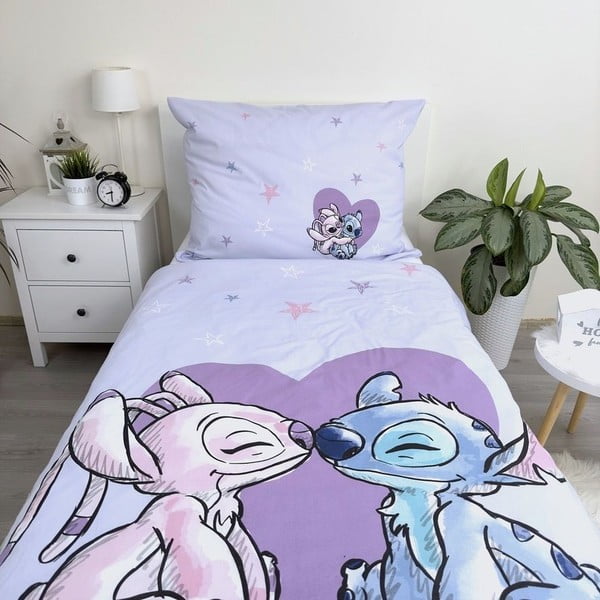 Biancheria da letto per bambini in cotone per letto singolo 140x200 cm  Lilo and Stitch "Heart" – Jerry Fabrics-image-3