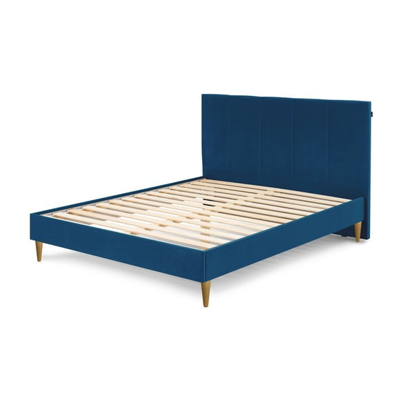 Letto matrimoniale imbottito blu con griglia 160x200 cm Vivara - Bobochic Paris