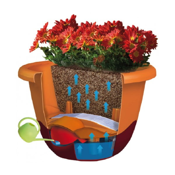 Vaso grigio autoinnaffiante adatto per essere appeso, lunghezza 30 cm Mareta - Plastia-image-2