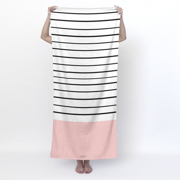 Asciugamano in bianco e nero e rosa 70x150 cm Blush - Blanc