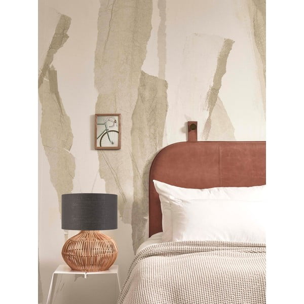 Lampada da tavolo con paralume in tessuto di colore grigio scuro-naturale (altezza 48 cm) Kalahari - Good&Mojo-image-1