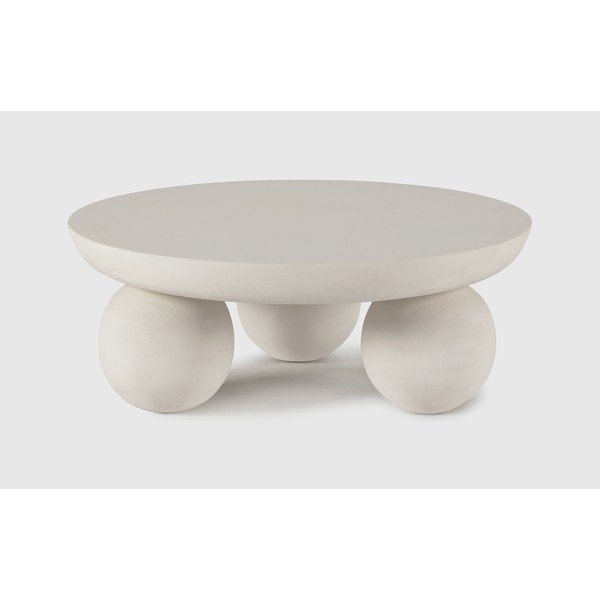 Tavolino da salotto rotondo beige in mango massiccio ø 90 cm Ailen – MOME