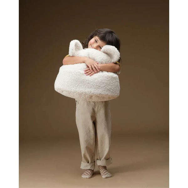 Cuscino per divano da bambini color crema con rivestimento in bouclé Teddy Pouch – Wigiwama-image-3