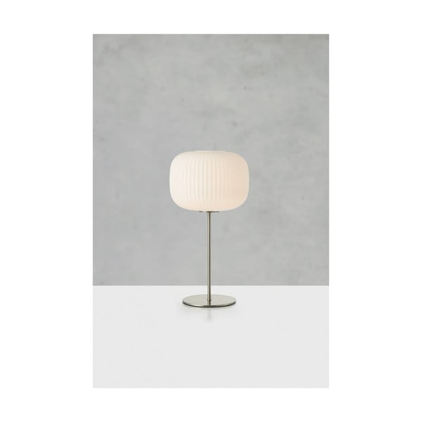 Lampada da tavolo bianca/argentata con paralume in vetro (altezza totale 50 cm) Sober – Markslöjd-image-3