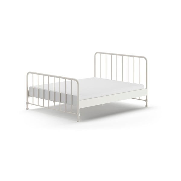 Letto singolo bianco in metallo con rete 160x200 cm BRONXX - Vipack