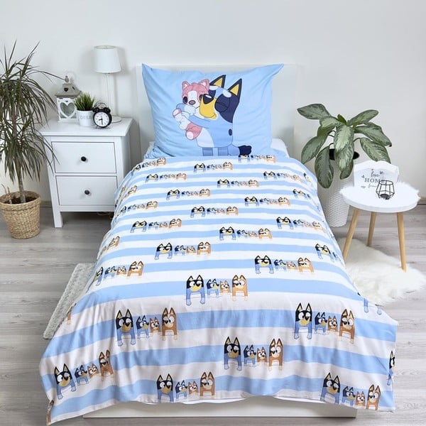 Completo lenzuola letto singolo per bambini in cotone 140x200 cm Bluey - Jerry Fabrics-image-2
