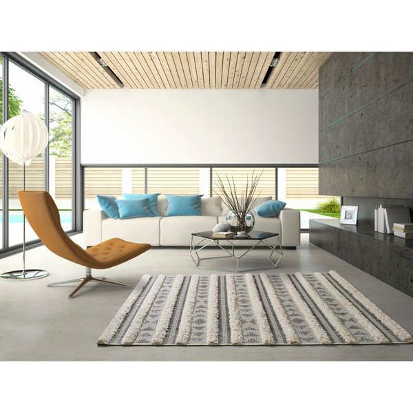 Tappeto Cheroky Triangles bianco e grigio, 115 x 170 cm - Universal-image-1